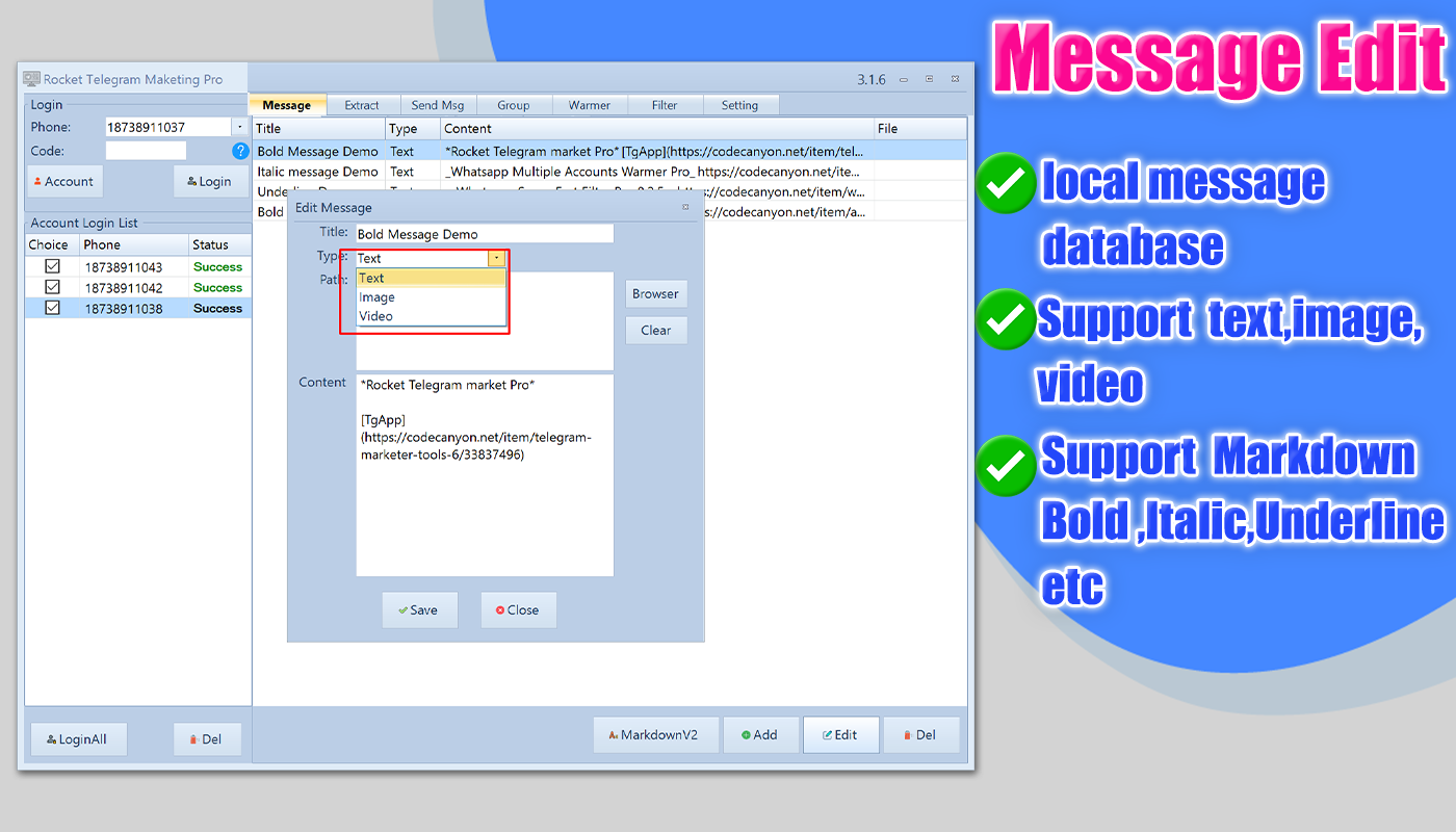 Telegram Marketing Tools-Scraper/Extract/Add/Search/Invite Member 3.3.8 #Telegram Contact Scraper #Telegram Data Collection #Telegram Auto Messaging