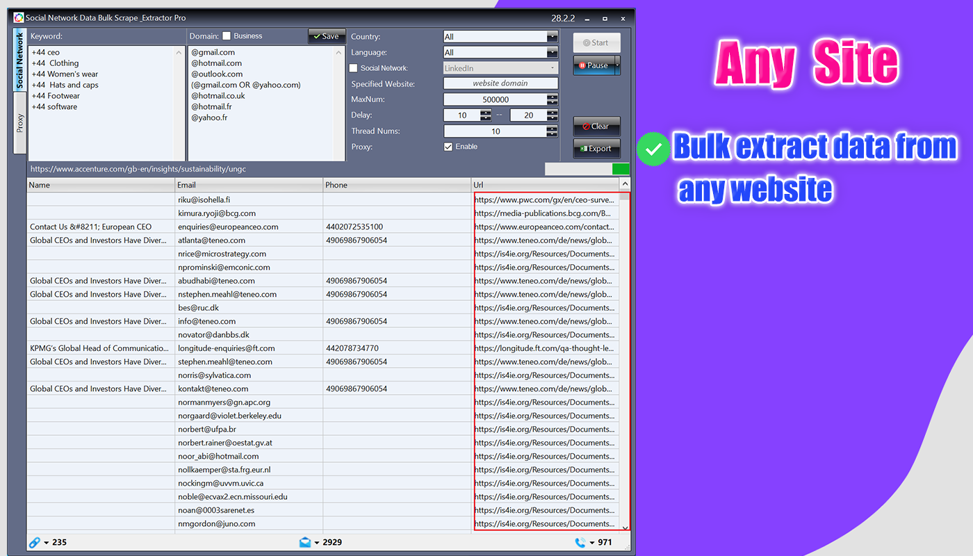 scrape emails from Any Website #Data scraping from social networks #Social network email scraper #email extract #phone extract #whatsapp extract #telegram extract Email scraping tool mac,Email collector tool,Email harvesting tool,Email grabber API,Email list cleansing,Email spider online