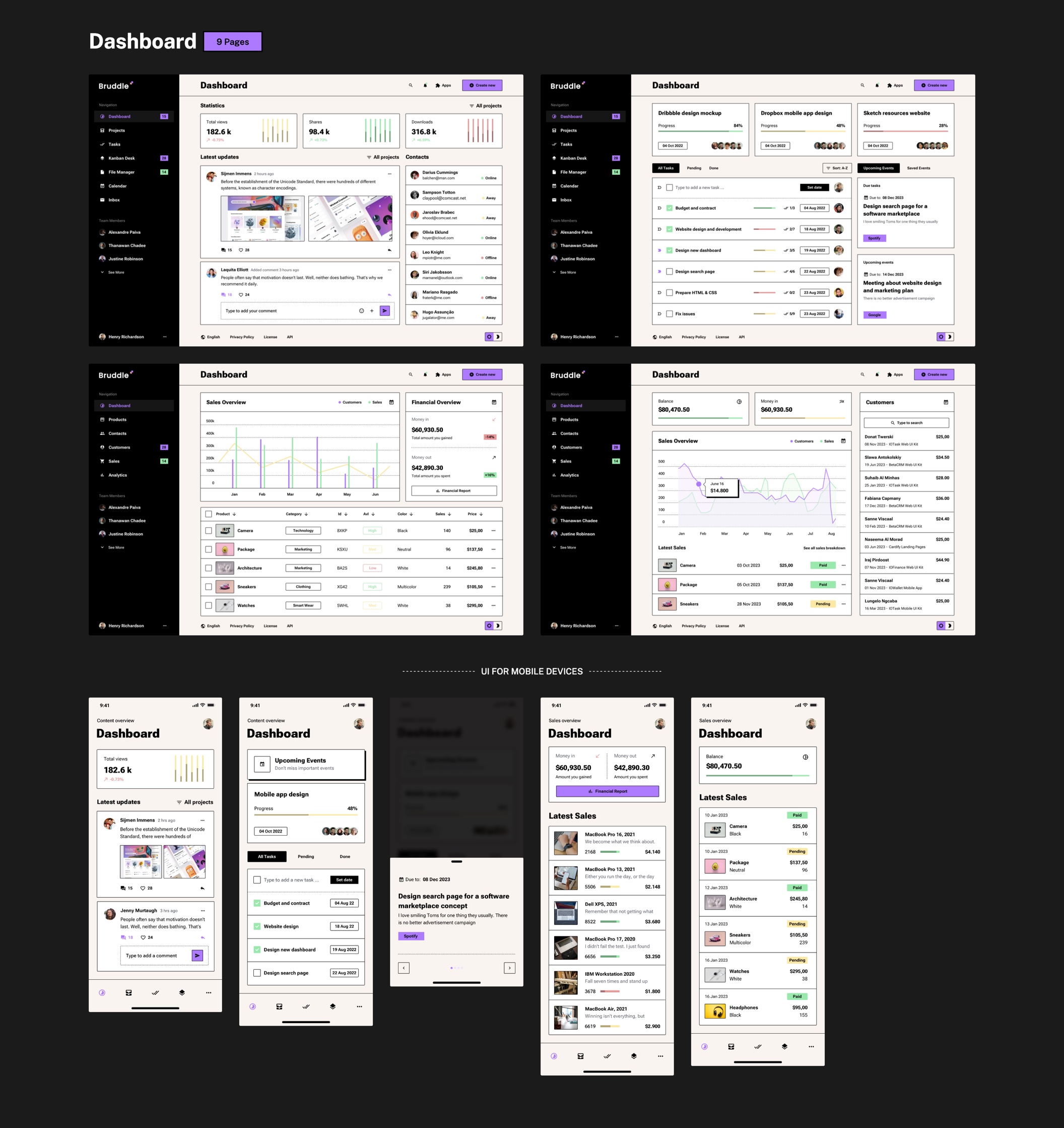 Bruddle - Neo Brutalism UI kit for SaaS Apps - 9