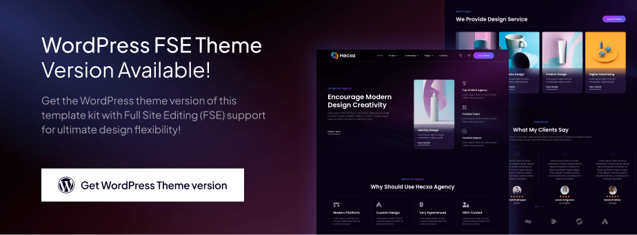 Hecxa – Creative Design Agency Elementor Template Kit - 1