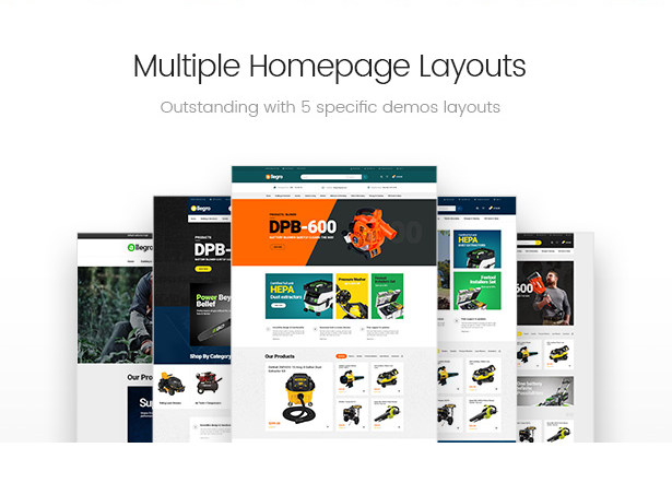 Unlimited hand tools and equipments homepage layouts of Allegro WordPress theme