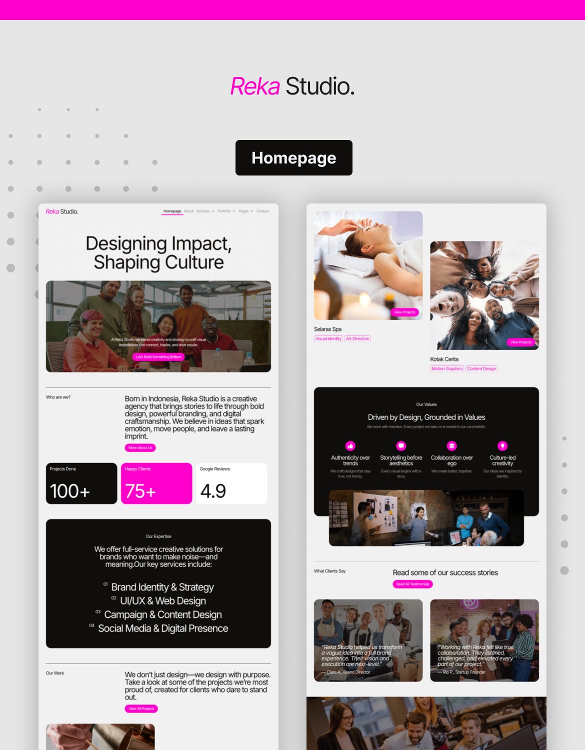RekaStudio - Design Agency and Portfolio Elementor Pro Template Kit - 1
