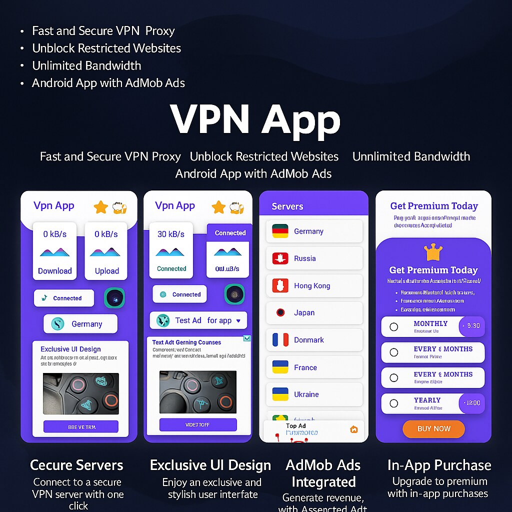 Fast-Pro VPN App | VPN Unblock Proxy | VPN In App Purchase | High Secure VPN | Admob Ads - 3