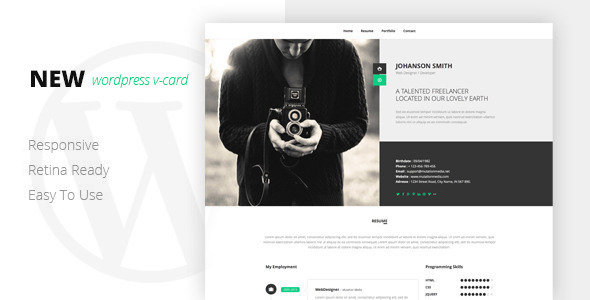  NEW Retina Ready WordPress Vcard Theme  