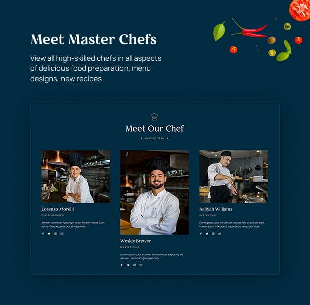 Master Chefs Showcased Delicioz Restaurant WordPress Theme