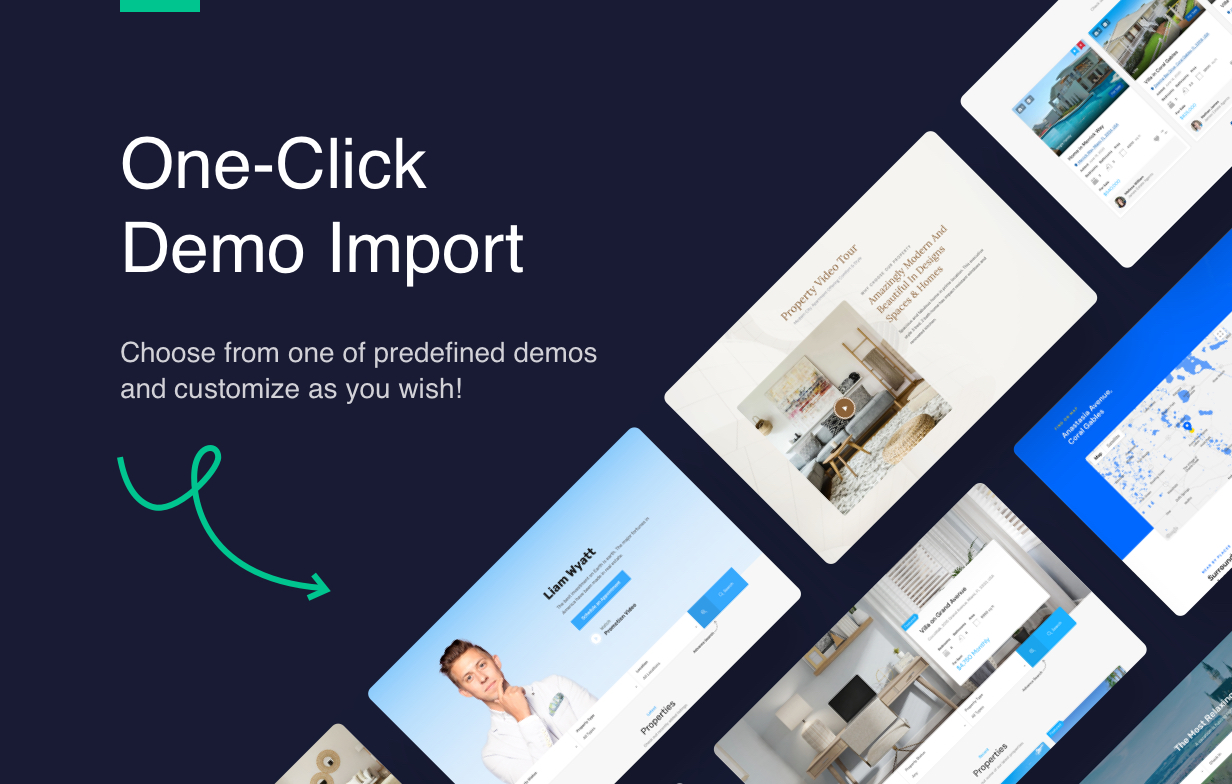 Many predefined one click demo import options
