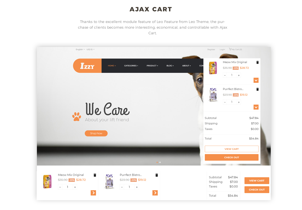 flying ajax cart - PrestaShop Pet Shop Theme