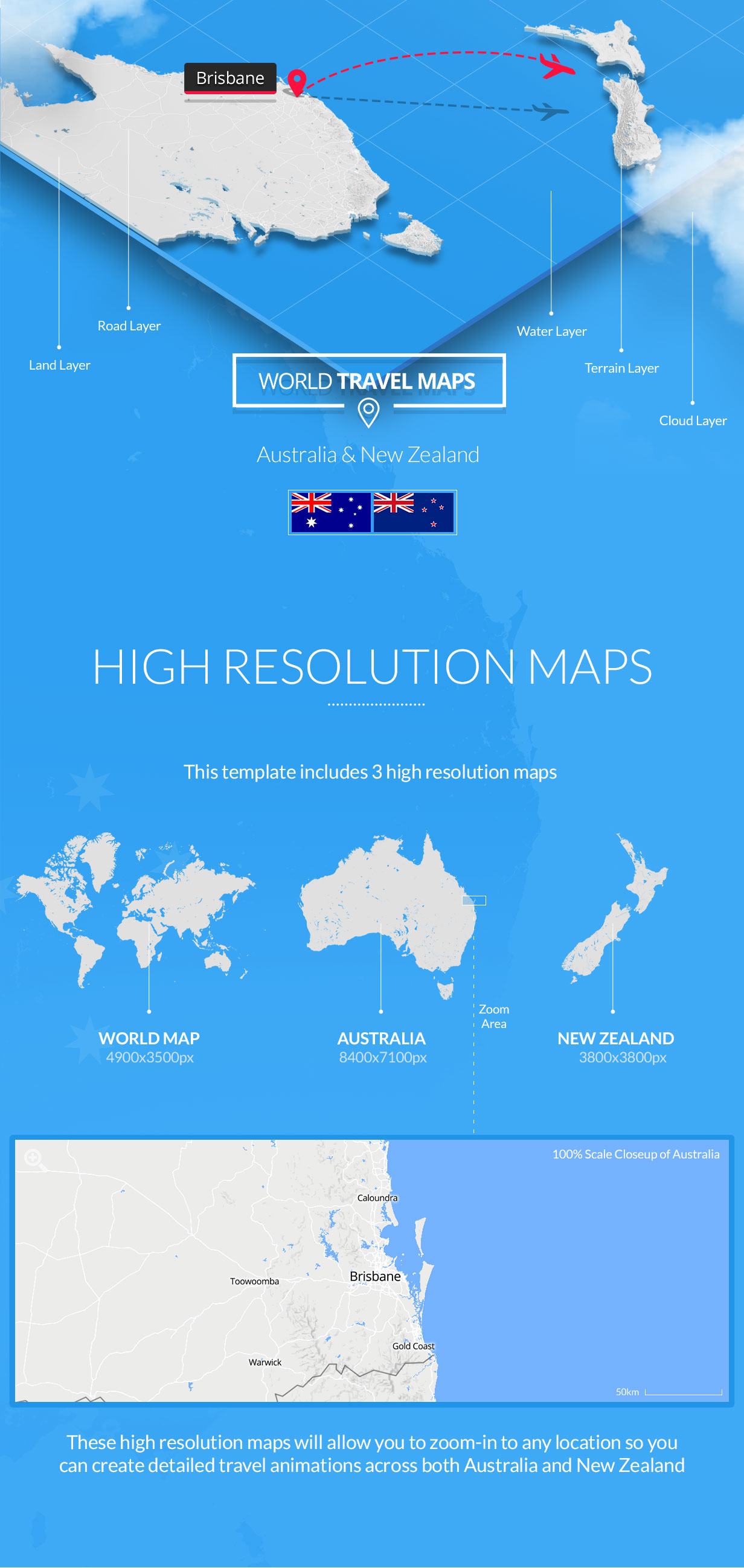 World Travel Maps - Australia and New Zealand - 1