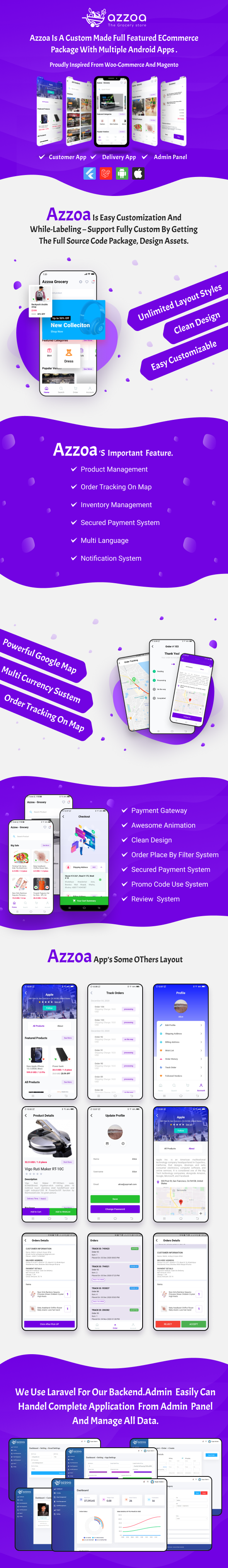 Azzoa - Grocery, MultiShop, eCommerce Flutter Mobile App with Admin Panel