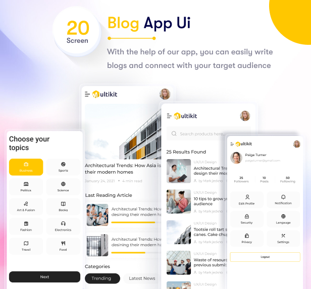 Multikit –11 in 1 Multi Purpose PWA HTML Mobile App Template | Ready to Use | Developer Friendly