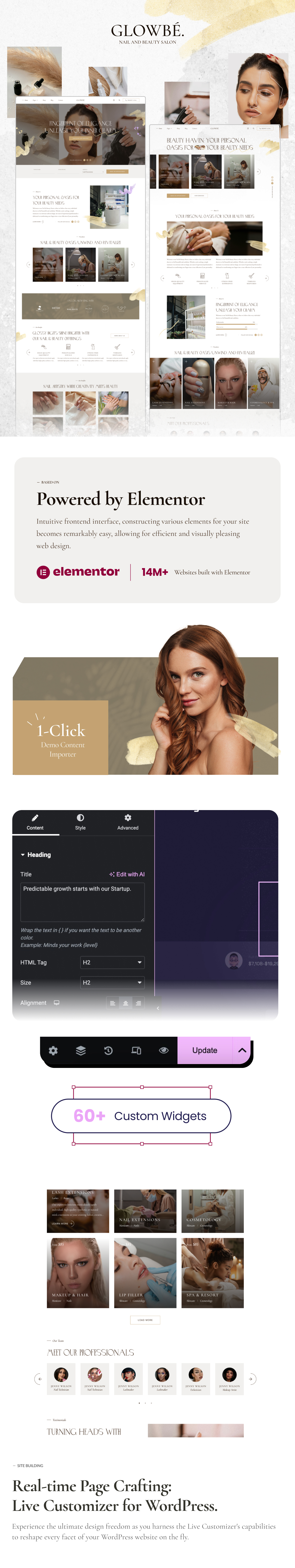 Glowbe - Nail & Beauty Salon WordPress Theme - 1
