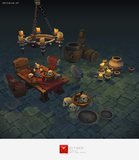 Low Poly Dungeon Entourage Set