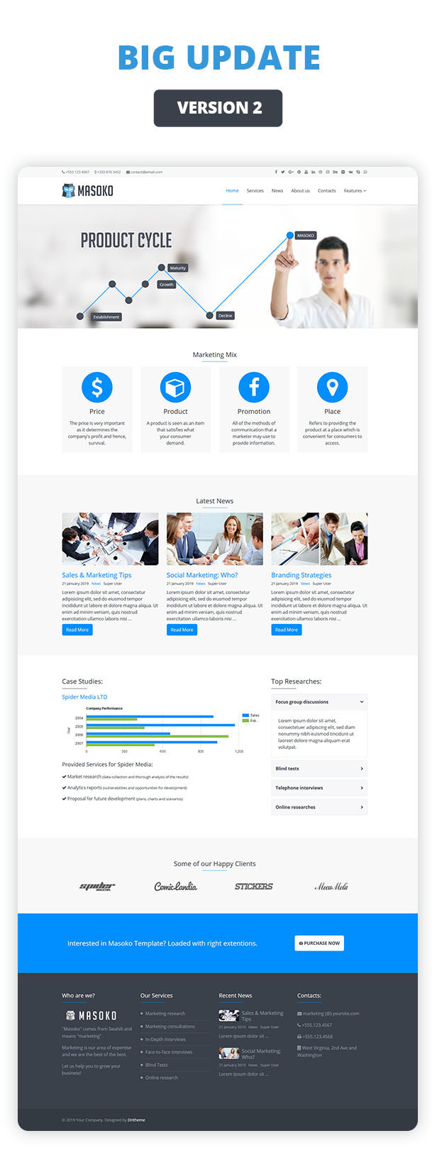 Masoko - Clean Responsive Marketing Joomla Theme - 1