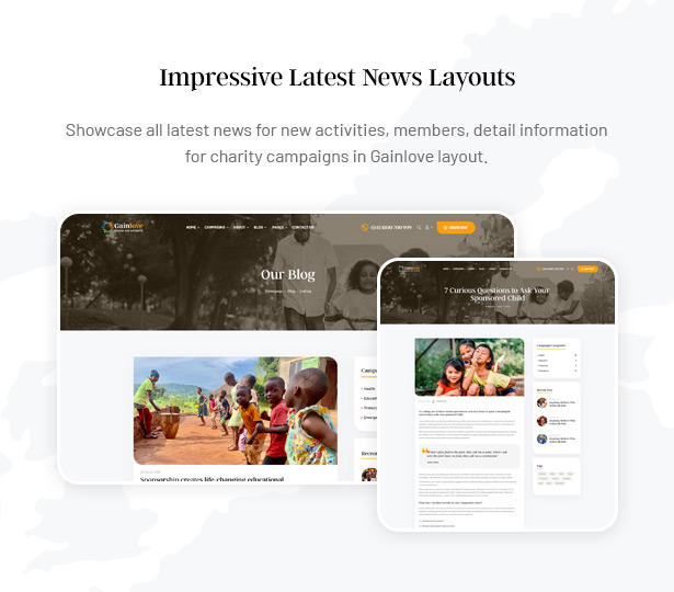 Gainlove Nonprofit WordPress Theme - 03+ Blog Layouts & Latest News