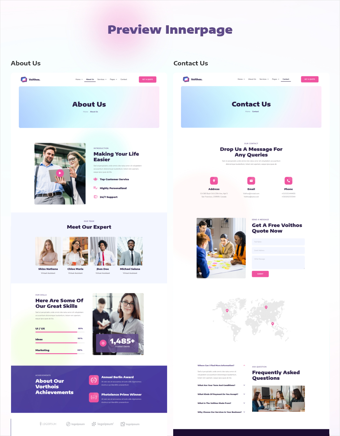 Voithos | Personal Virtual Assistant Elementor Template Kit - 2