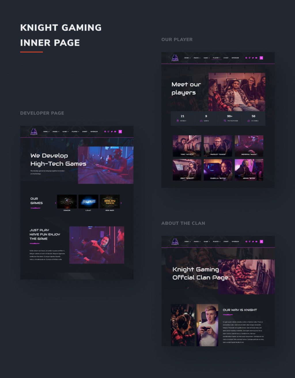 Knight | eSports & Gaming Elementor Template Kit - 2