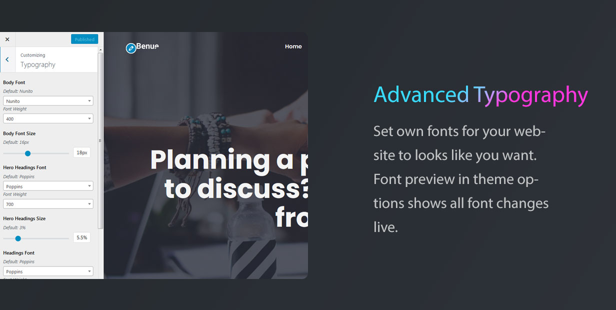 Benue WordPress Advanced Typography
