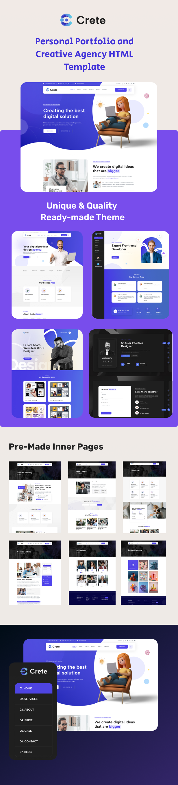 Crete - Personal Portfolio and Creative Agency HTML Template - 1