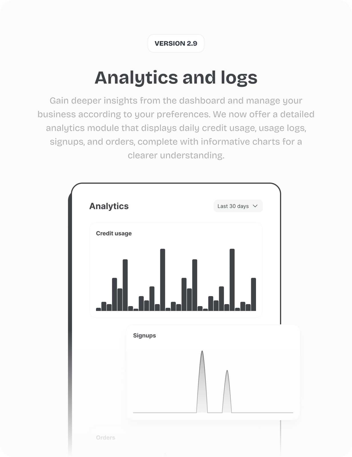 Obtenha insights mais profundos do painel e gerencie seu negócio de acordo com suas preferências. Agora oferecemos um módulo de análise detalhado que exibe o uso diário de crédito, registros de uso, inscrições e pedidos, completo com gráficos informativos para uma compreensão mais clara.