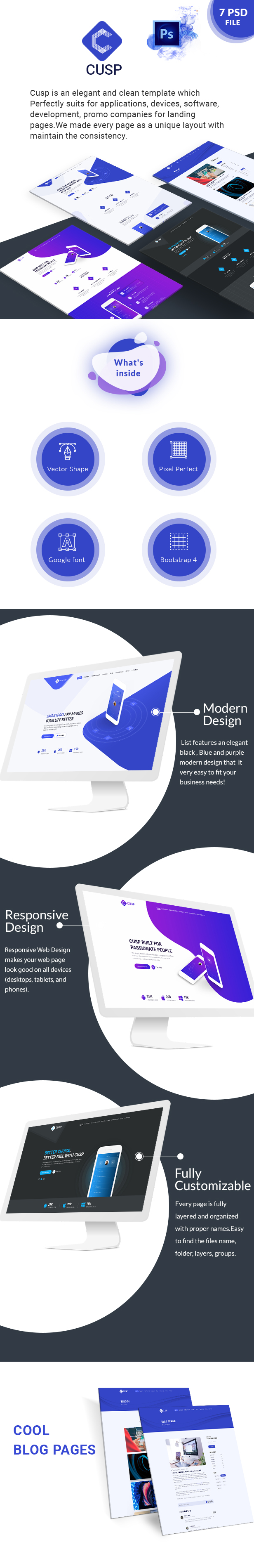 Cusp - App Landing Page PSD - 1