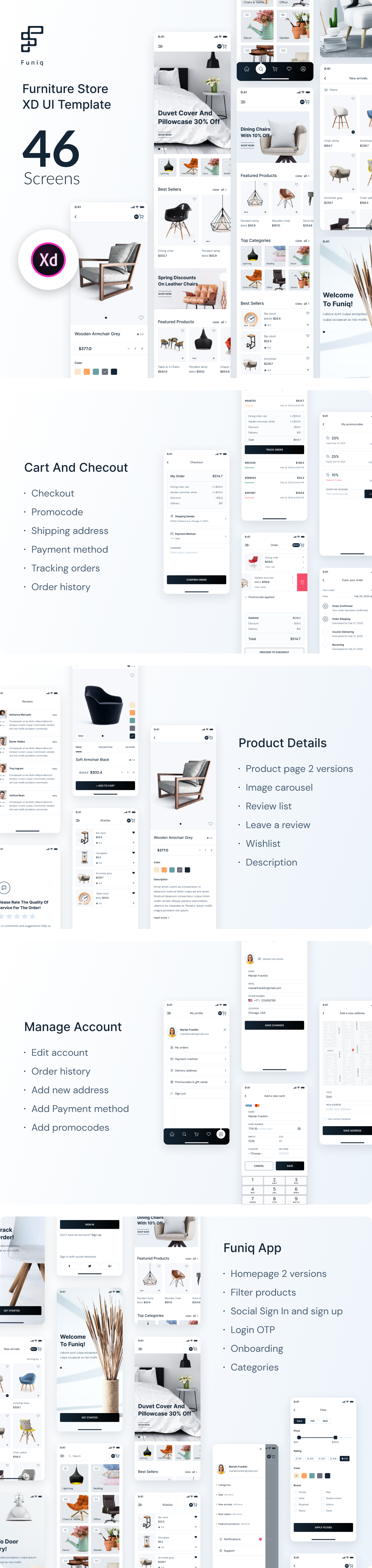 Funiq - Furniture Store XD UI Template - 1