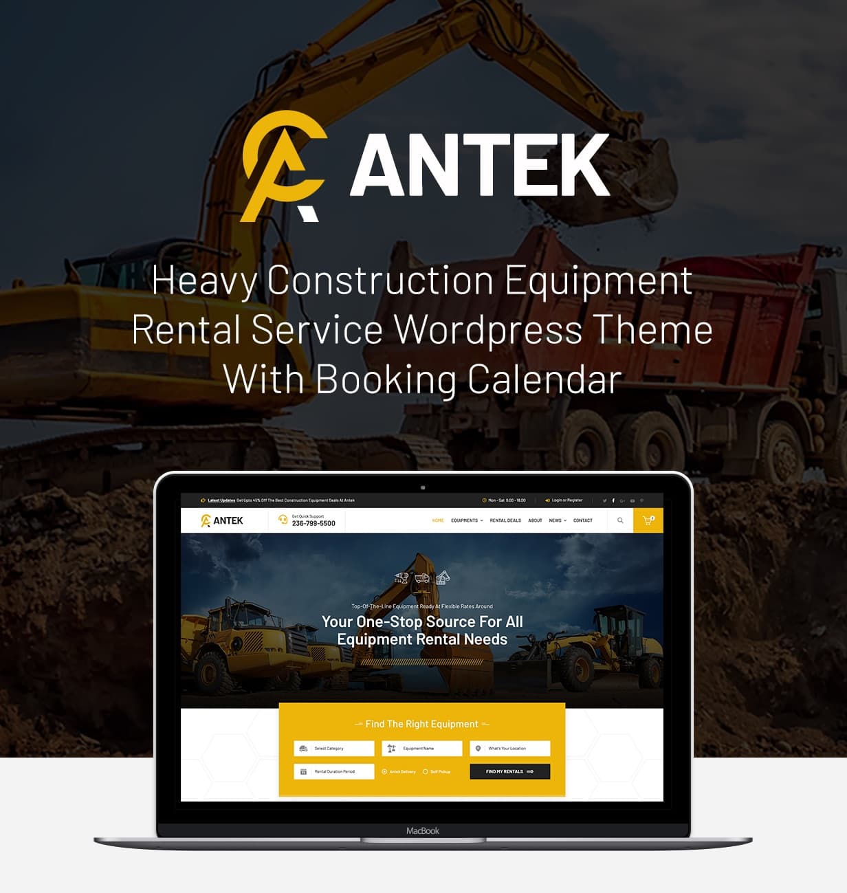 Antek - Construction And Heavy Equipment Rentals Wordpress Theme