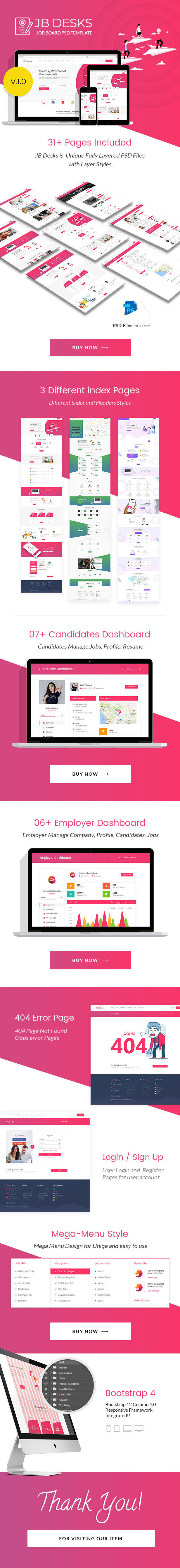 JBDesks - Job Board and User Dashboard PSD Template - 1