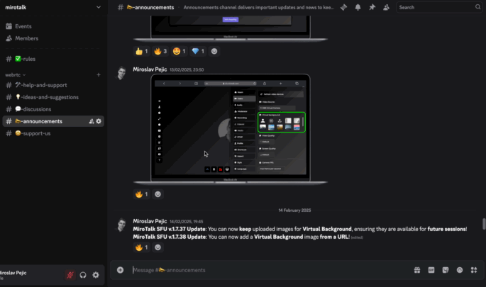 mirotalk-sfu-announcaments
