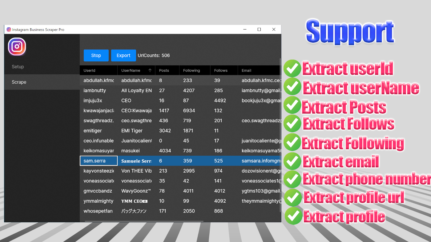 Social Scraper-Instagram Scraper Pro Support Window|Mac