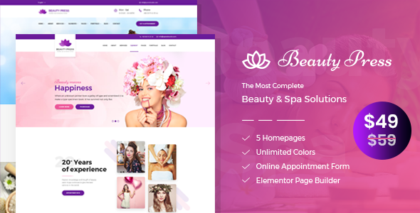 BeautyPress - Beauty Salon Spa WordPress Theme - Health & Beauty Retail