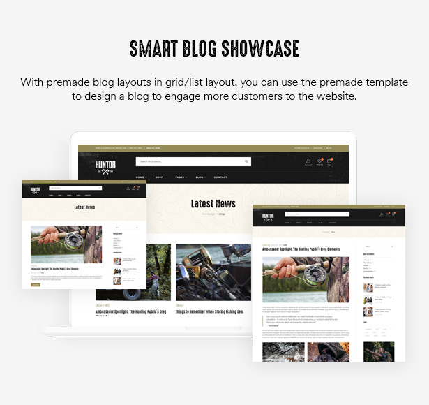 Huntor Hunting Outdoor Shop WooCommerce Theme blog showcase