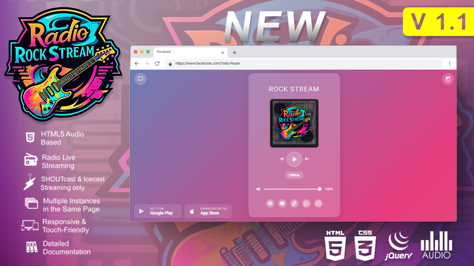 TodoPlayer - Radio Rock Stream - Todo Players HTML5 ShoutCast, Icecast