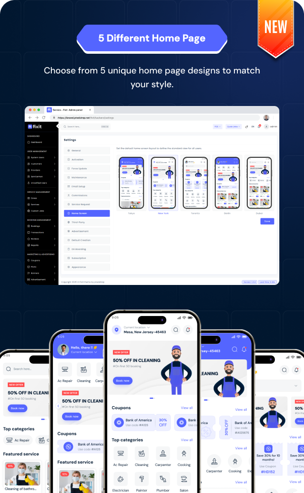 Fixit | Multi Vendor On Demand, Handyman, Home service Flutter App with Admin Complete Solution