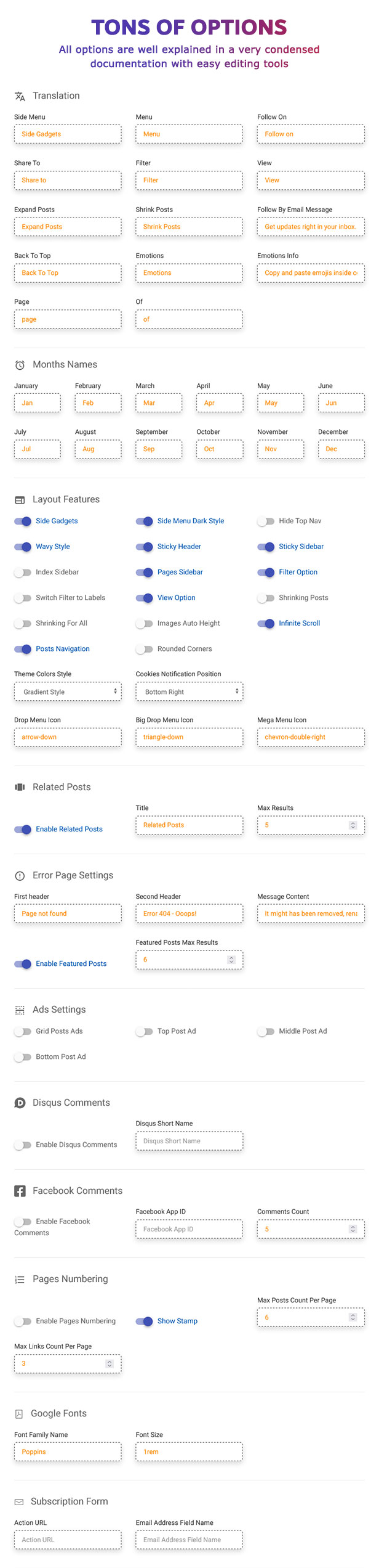 Salbuta Blog & Personal Responsive Blogger Theme Options Preview