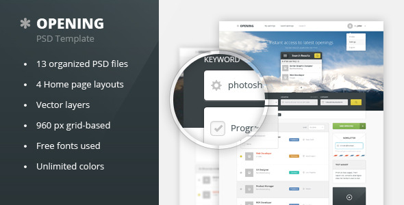 Opening - Job Board PSD Template