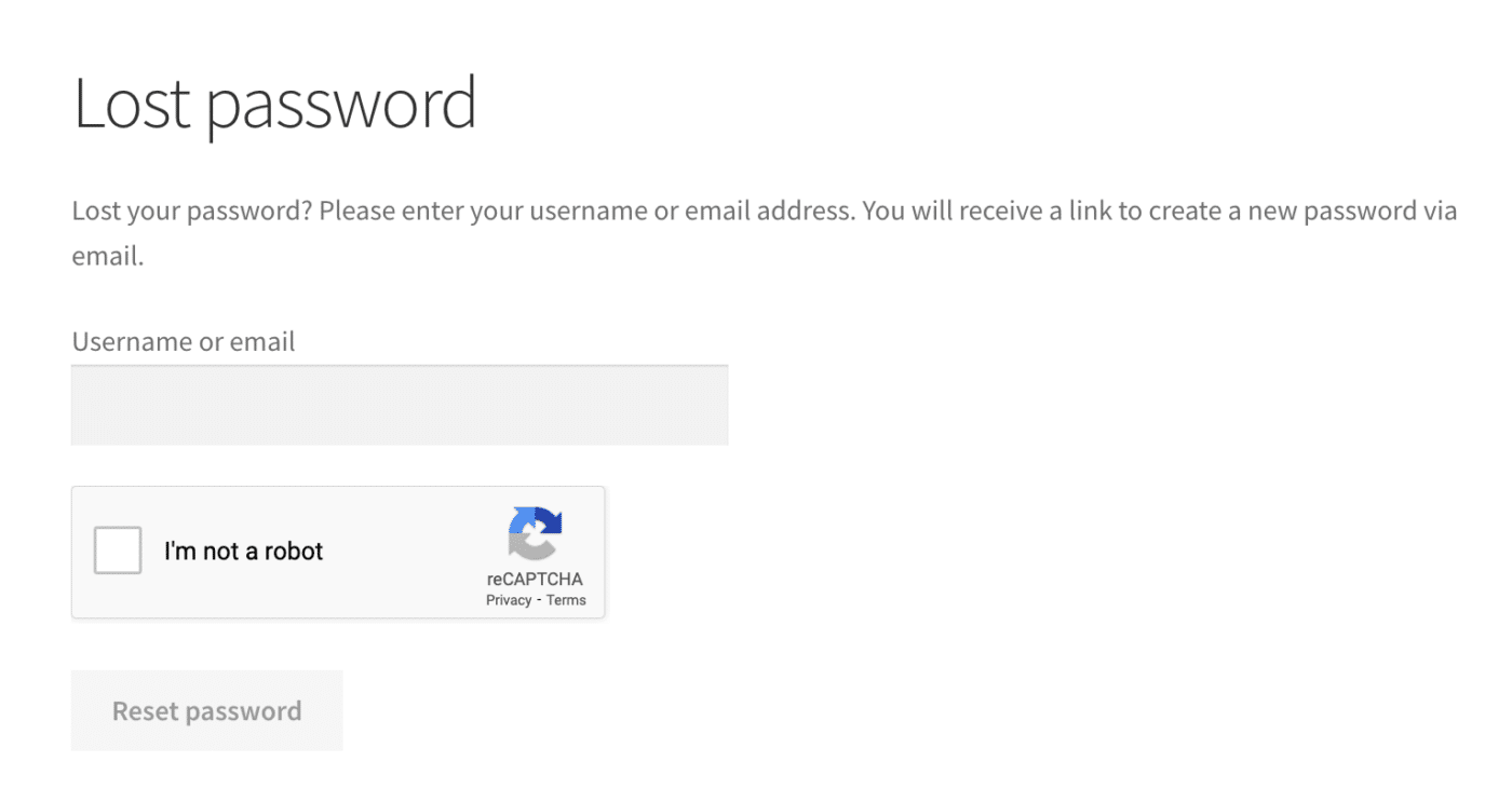 WooCommerce Advanced CAPTCHA Plugin Lost Password Form