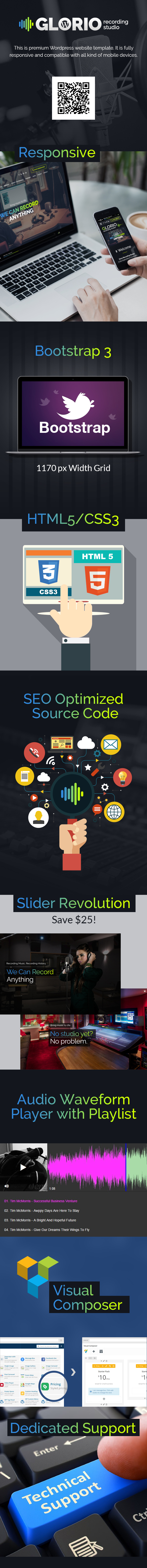 GLORIO - Recording Sound Studio WordPress theme