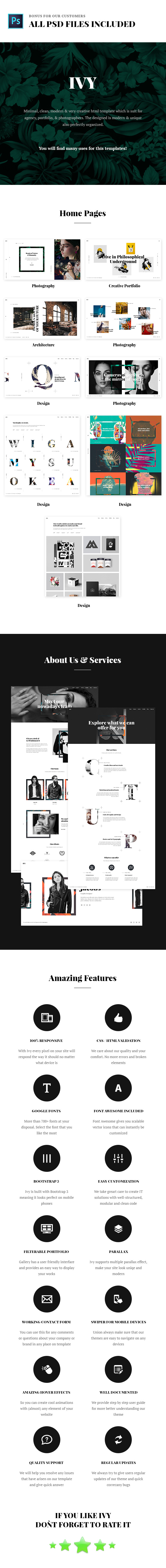Ivy - Uniqe and Creative Photography/Portfolio/Agency HTML Template - 1