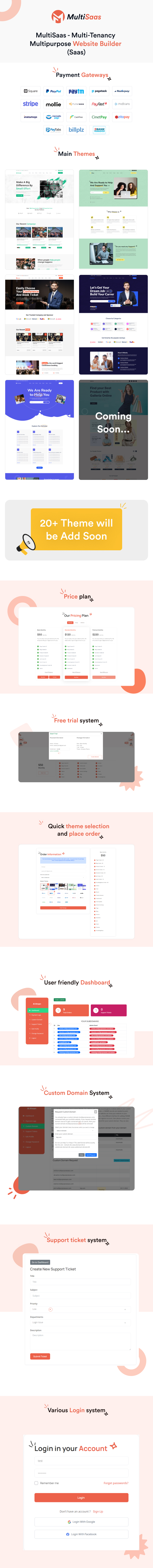 MultiSaas - Multi-Tenancy Multipurpose Website Builder (Saas)