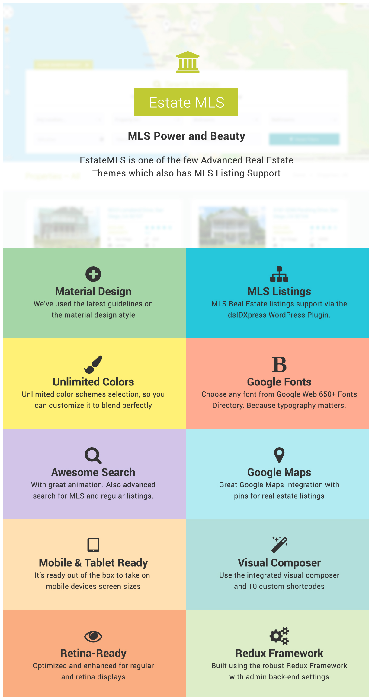 EstateMLS - Material Design Real Estate MLS Theme - 1