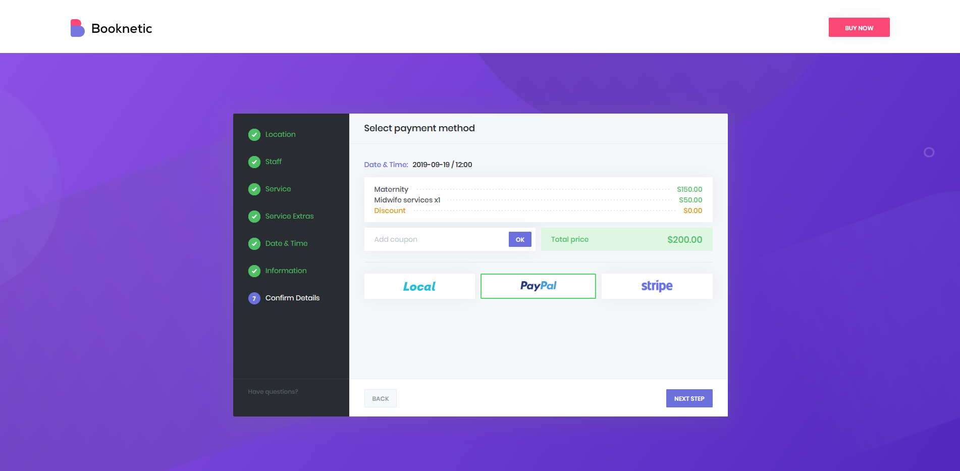 Booknetic - PayPal、Stripe、本地支付方式
