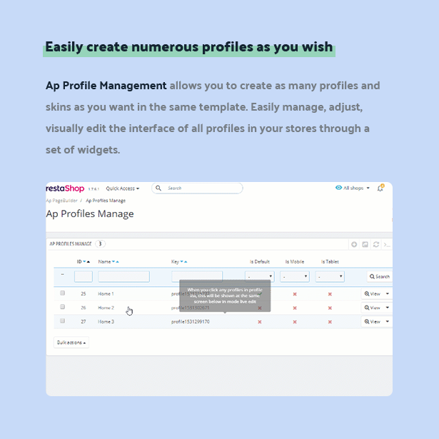 easily create numerous profiles as you wish