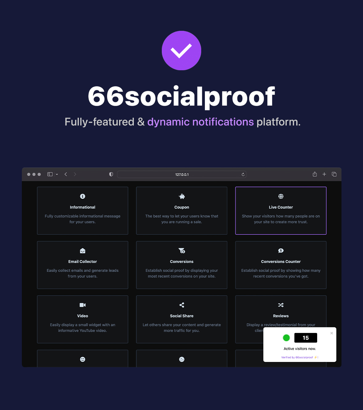 66socialproof - Notificações de Widgets de prova social e FOMO (SAAS) - 1
