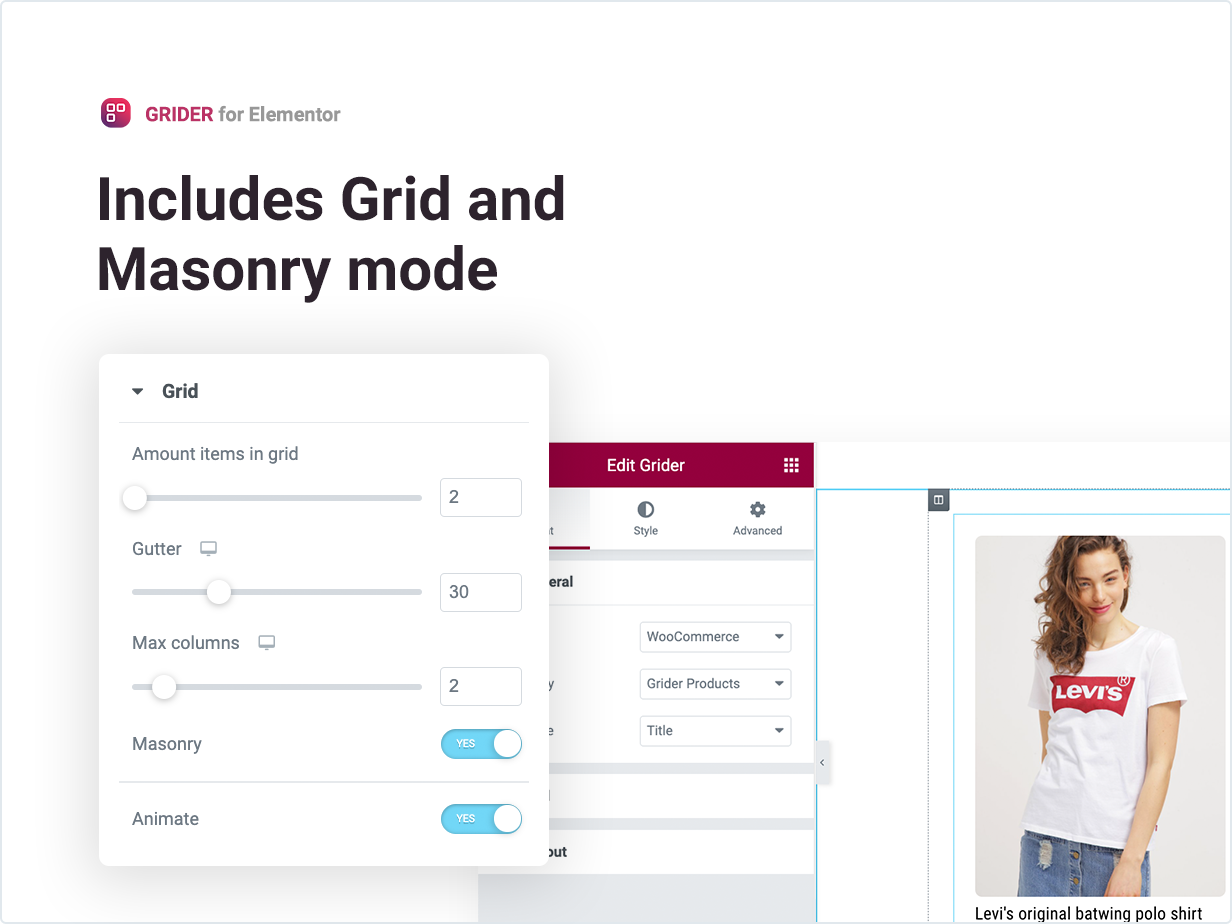Includes Grid and Masonry mode