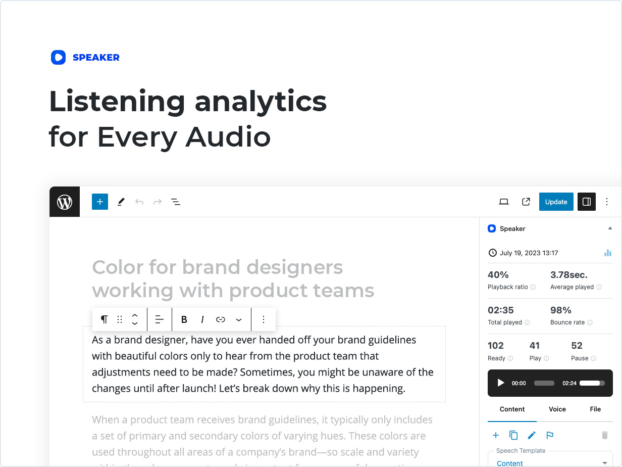 Listening analytics for every audio