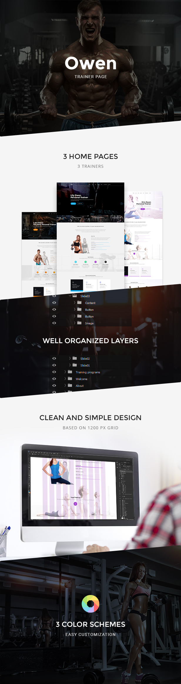 Owen — Personal Trainer Landing page PSD Template - 1