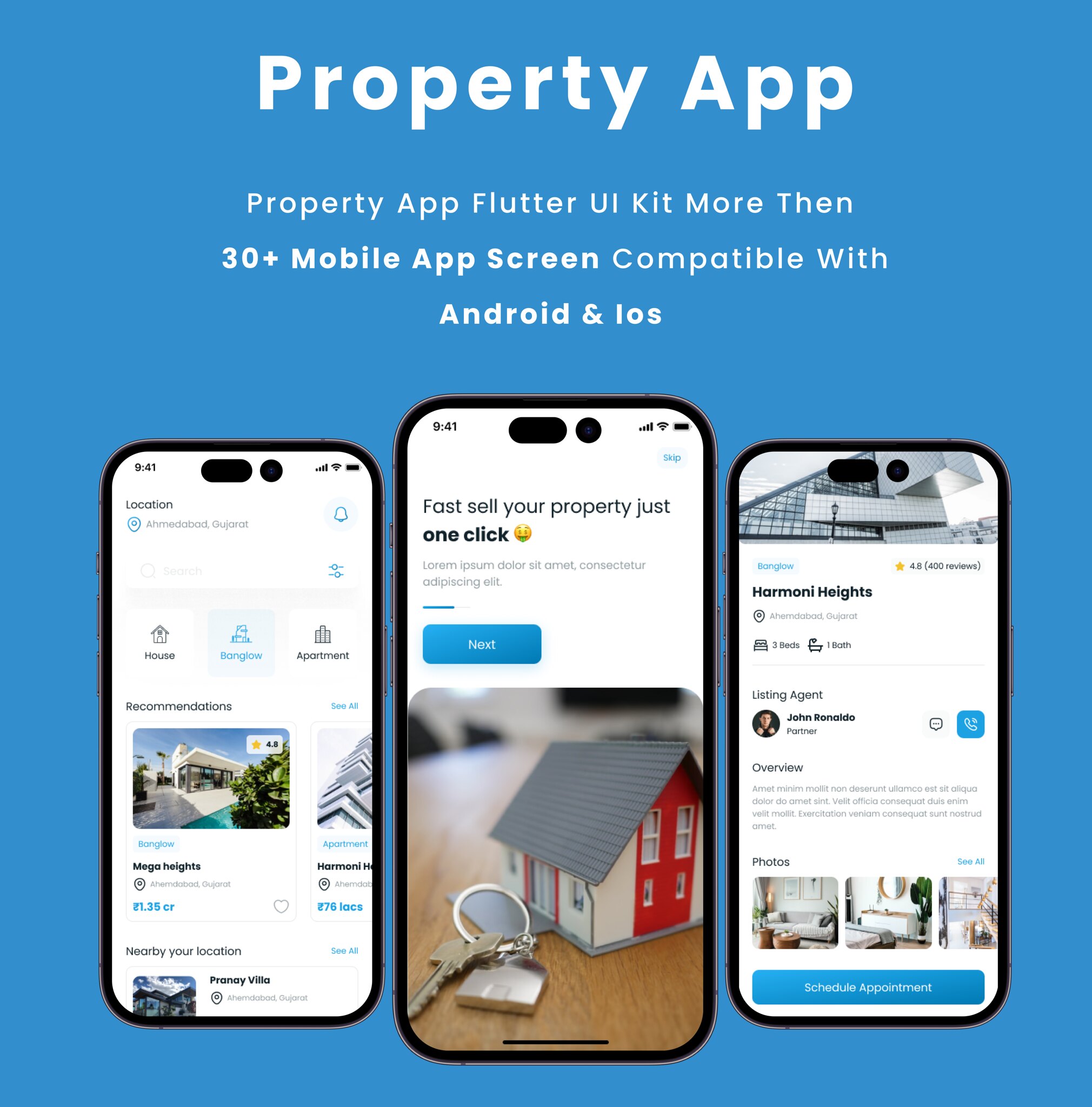 Property App - Real Estate | Property Booking Flutter App | Android | iOS Mobile App Template