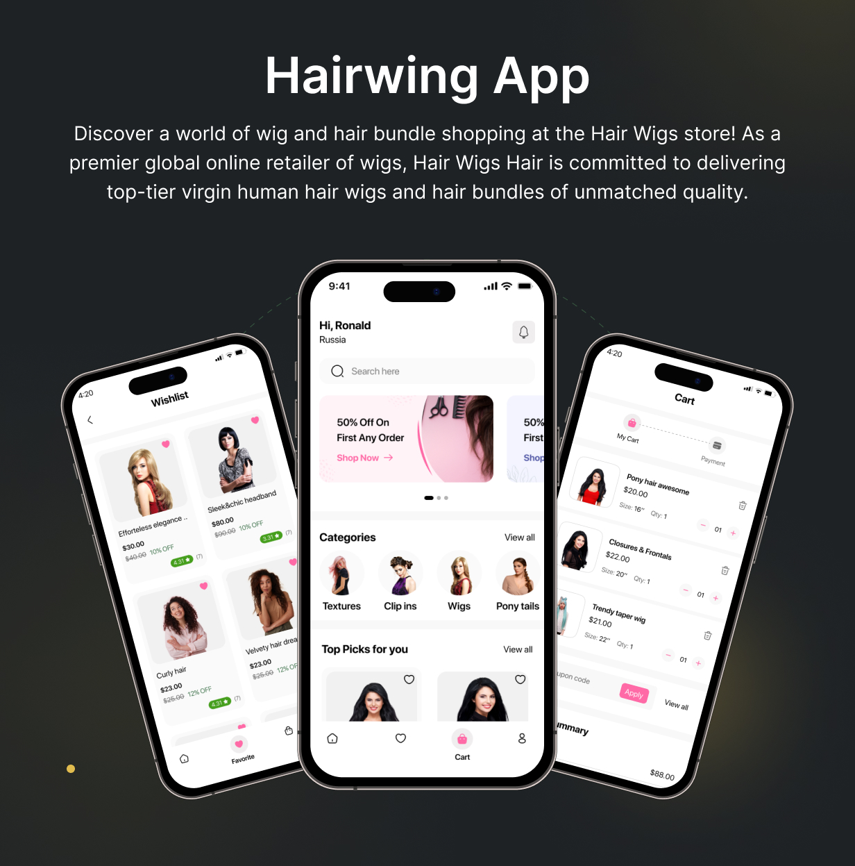 HairWigs Ecommerce UI Template: E-commerce app in Flutter(Android, iOS) App | HairHaven App - 5