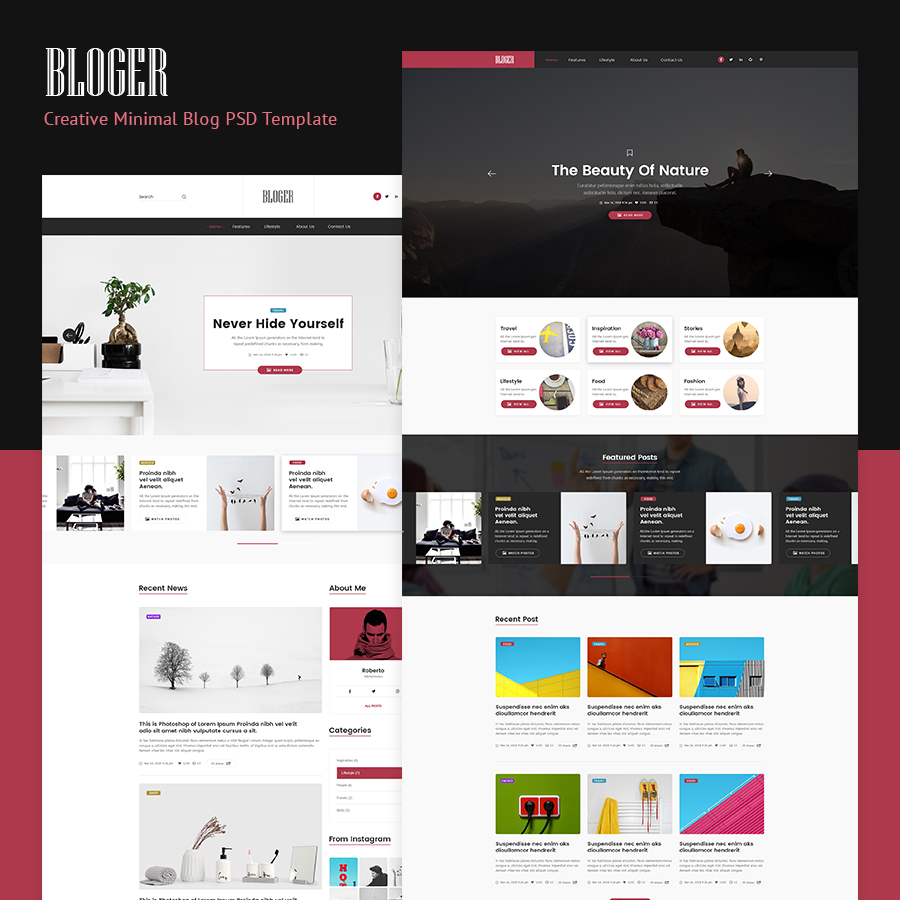 Bloger | Creative Minimal PSD Template - 2