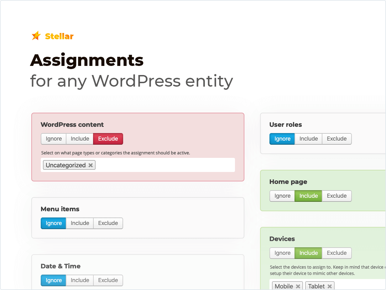 Atribuições para qualquer entidade WordPress